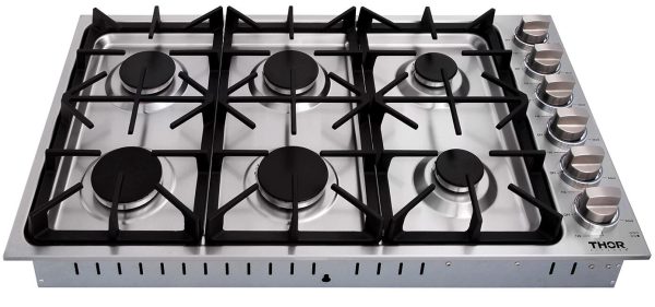 Thor Kitchen TGC3601 36 Inch Professional Drop-In Gas Cooktop With Six Burners In Stainless Steel Supply