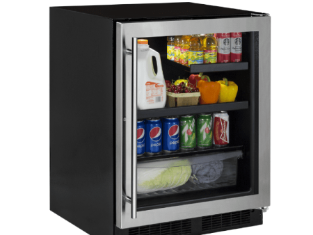 Marvel MABV224SG31A 24-In Low Profile Built-In Beverage Center With Convertible Shelf And Maxstore Bin With Door Style - Stainless Steel Frame Glass Online now